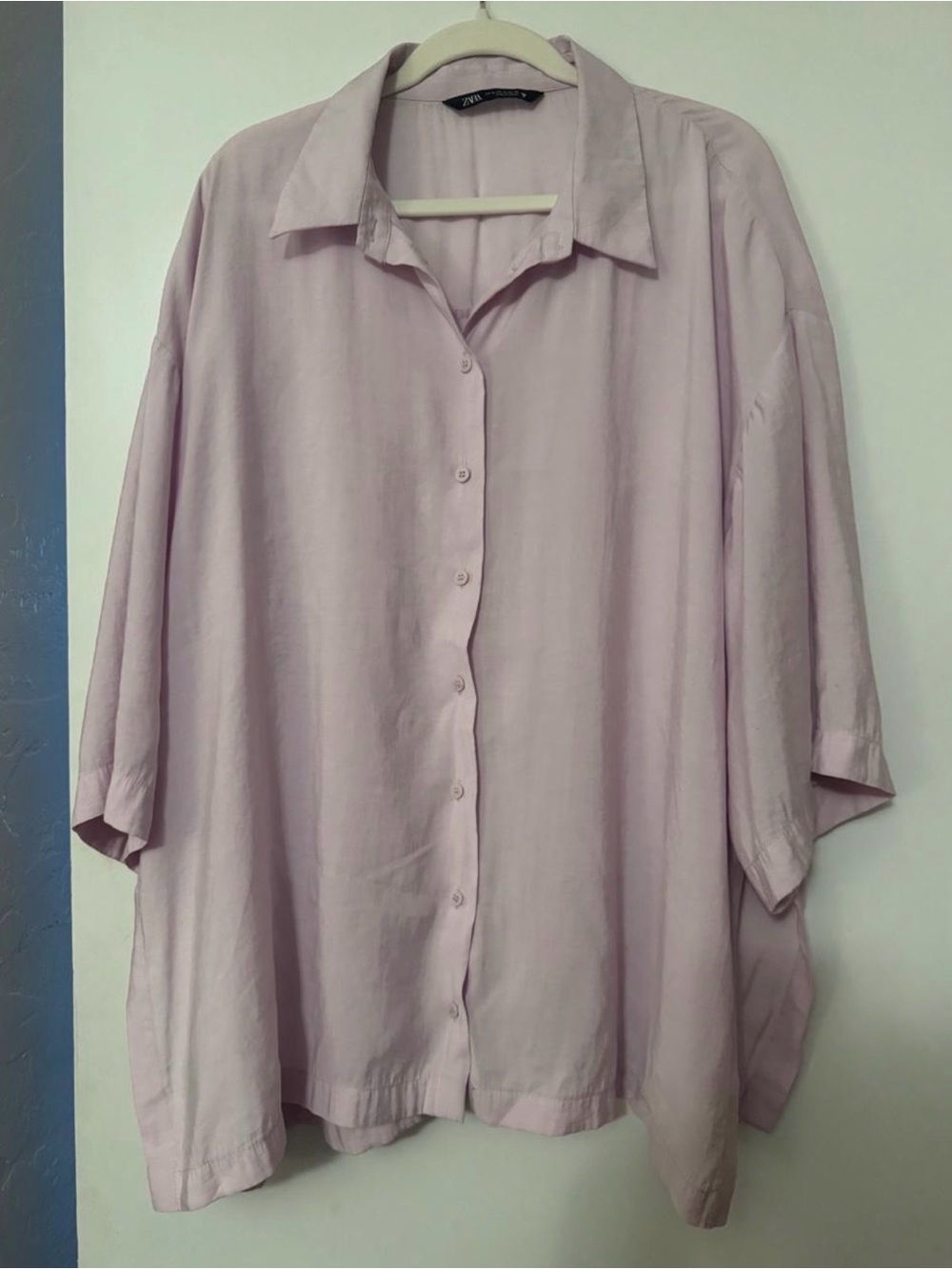 Zara oversize Relaxed Button-Down Shirt in Pale Lavender